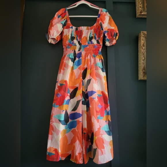 NWOT Hutch Floral Puff Sleeves Off Shoulder Cropped‎ Wide Leg Jumpsuit Medium